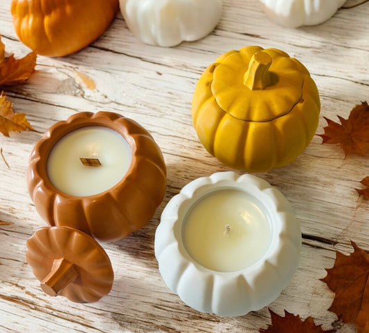 Concrete Pumpkin Candles