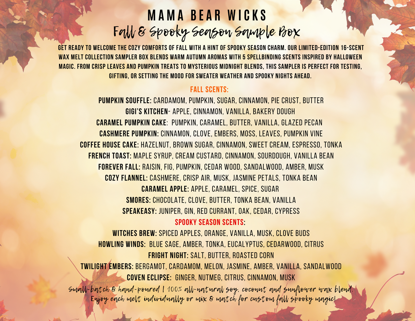 Fall & Spooky Season Wax Melt Sample Box